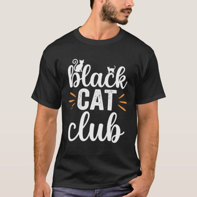 Camiseta Clube do Gato Preto Design de Halloween (Frente)