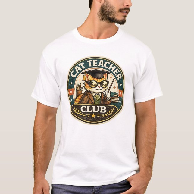 Camiseta Clube do Professor Gato Crachá Retro (Frente)