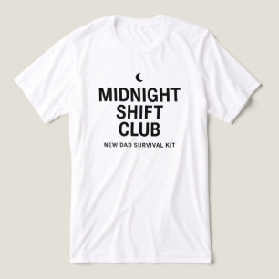 Camiseta Clube do Turno da Meia-Noite Tipografia Minimalist