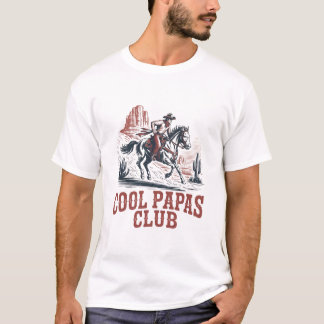 Camiseta Clube dos Papais Legais Retro Western Cowboy Pai e