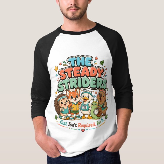 Camiseta Clube Fofo de Corrida Steady Striders Amigos Anima (Frente)
