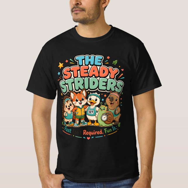 Camiseta Clube Fofo de Corrida Steady Striders Amigos Anima (Frente)
