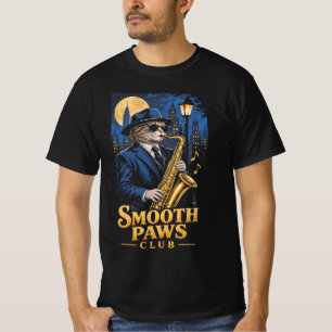 Camiseta Clube Patas Lisas Divertido Jazz Felino Saxofone P