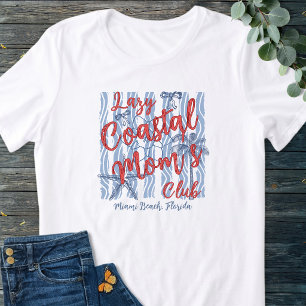 Camiseta Clube Preguiçoso da Mãe Costeira Vermelho Branco e