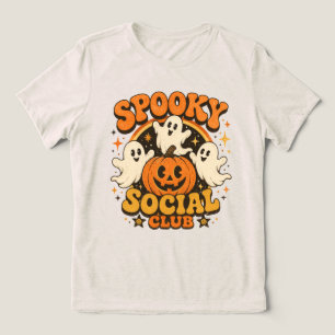 Camiseta Clube Social Assustador Fantasma de Halloween Retr