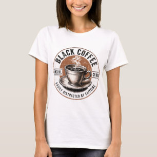Camiseta Clube Social de Café Preto Design Divertido