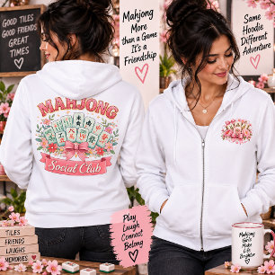 Camiseta Clube Social de Mahjong Design Floral Rosa
