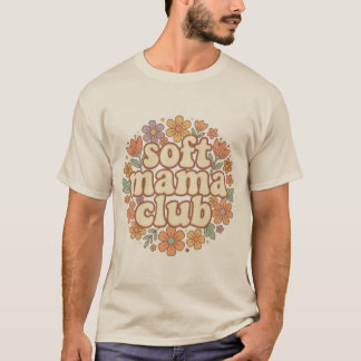 Camiseta Clube Soft Mama Design Floral Groovy Retrô