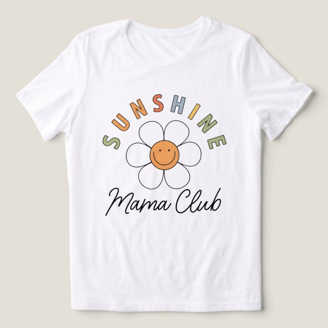 Camiseta Clube Sunshine Mama Presente Retro Groovy do Dia d (Design frontal)