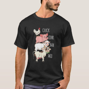 Camiseta Cluck Oink Baa Moo Galinha Suína Suína Vaca Farmer
