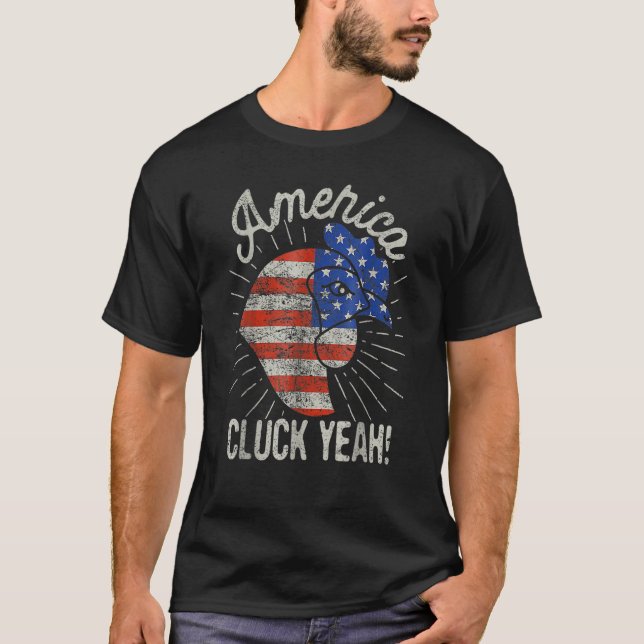 Camiseta Cluck Sim Frango 4 De Julho Óculos Rapazes U (Frente)