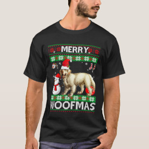 Camiseta Clumber Spaniel Feliz Woofmas Natal