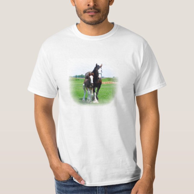Camiseta Clydesdale e potro (Frente)