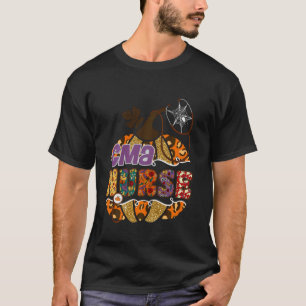 Camiseta CMA Enfermeira Enfermagem Halloween Abóbora Leopar
