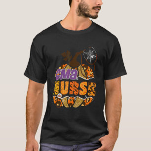 Camiseta Cma Enfermeira Estetoscópio Halloween Abóbora Leop
