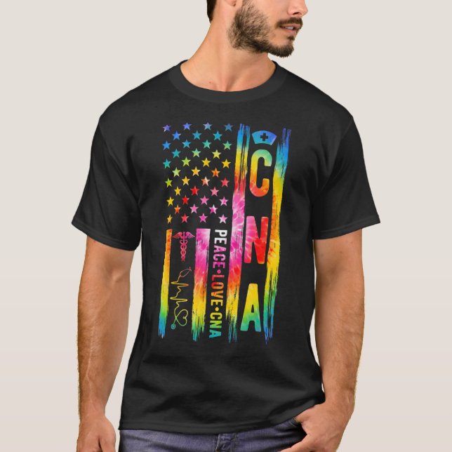 Camiseta CNA Enfermeira US Flag Certified Nursing Assistant (Frente)