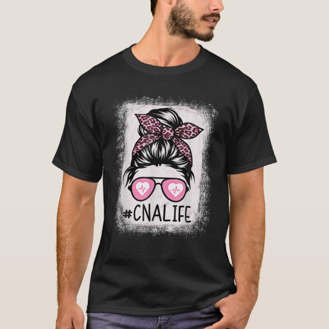 Camiseta CNA Life Bleached S Pink Leopard Messy Bun CNA Lif (Frente)