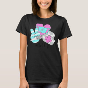 Camiseta Cna Peace Love Enfermando Enfermeira Hippie Enferm