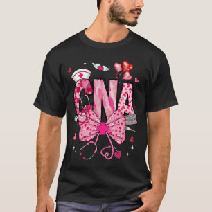 Camiseta Cna Valentine Coquete Laço Estetoscópio Enfermeira