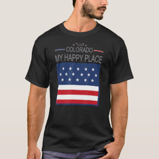 Camiseta CO Colorado My Happy Place USA Flag Map