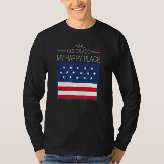 Camiseta CO Colorado My Happy Place USA Flag Map