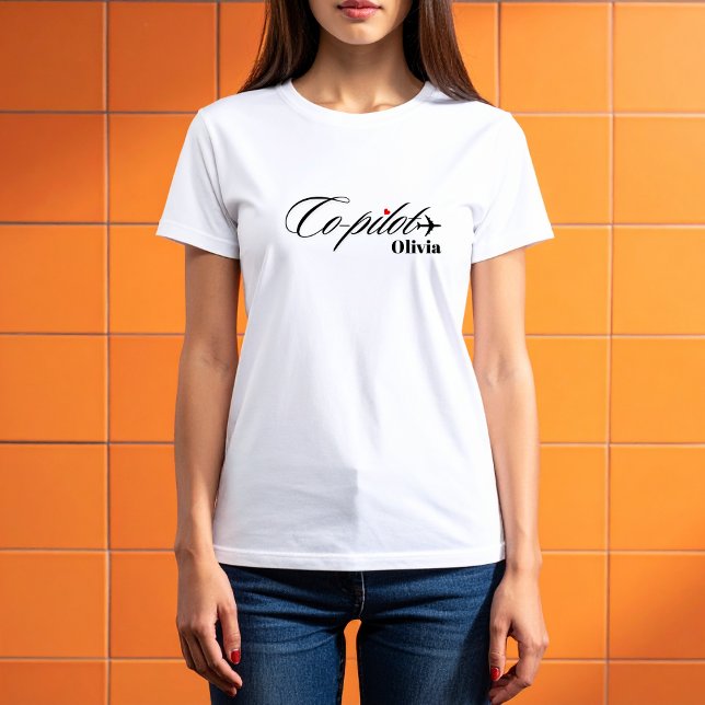 Camiseta Co-Pilot Airplane Couple Matching Simple Custom (Criador carregado)