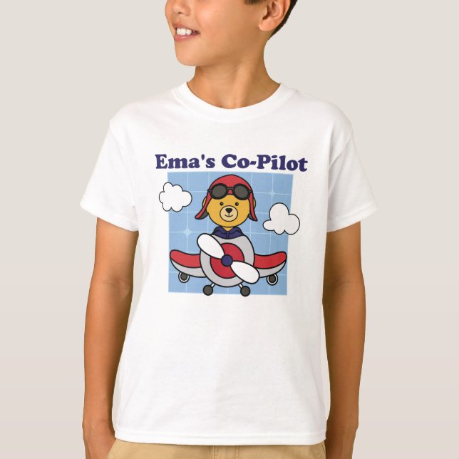 Camiseta Co-Piloto de Ema - Avião Cute (Frente)