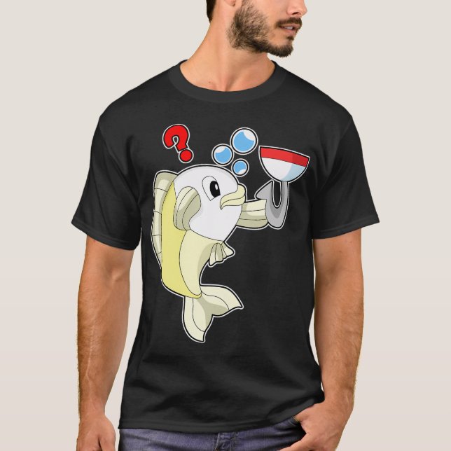 Camiseta Coala como Pescador com vara de pescar & Peixe (Frente)