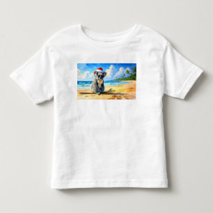 Camiseta Coala de Chapéu de Papai Noel ao Sol e Surf