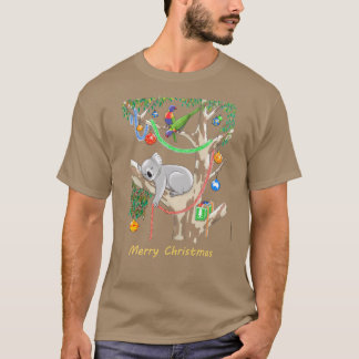 Camiseta Coala de Natal Sonolento e Lorikeets