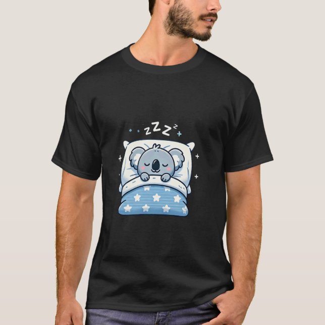 Camiseta Coala Dormindo Na Cama À Noite (Frente)