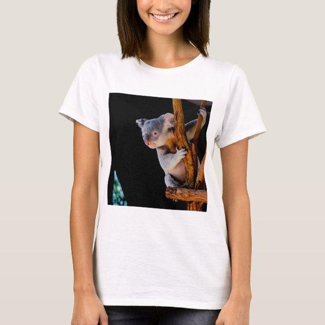 Camiseta Coala Fofo na Árvore Cinza (Frente)