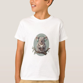 Camiseta Coala Sonolento Bebendo Café no Galho Crianças