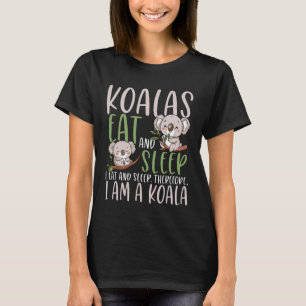 Camiseta Coalas Comem e Dormem Diversão Engraçada Humor Ani