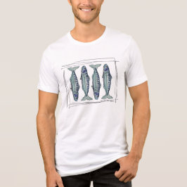 Camiseta Coastal Blue Mackerel Seamless Ocean Fish Pattern