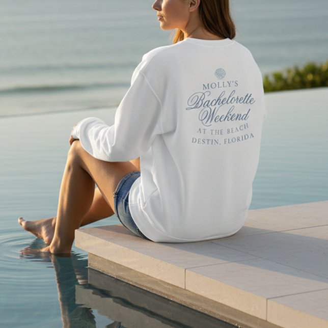 Camiseta Coastal Blue Seashell Bachelorette (Coastal Blue Seashell Bachelorette Sweatshirt)
