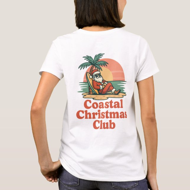 Camiseta Coastal Christmas Club Print | Relaxed Beach Santa (Verso)