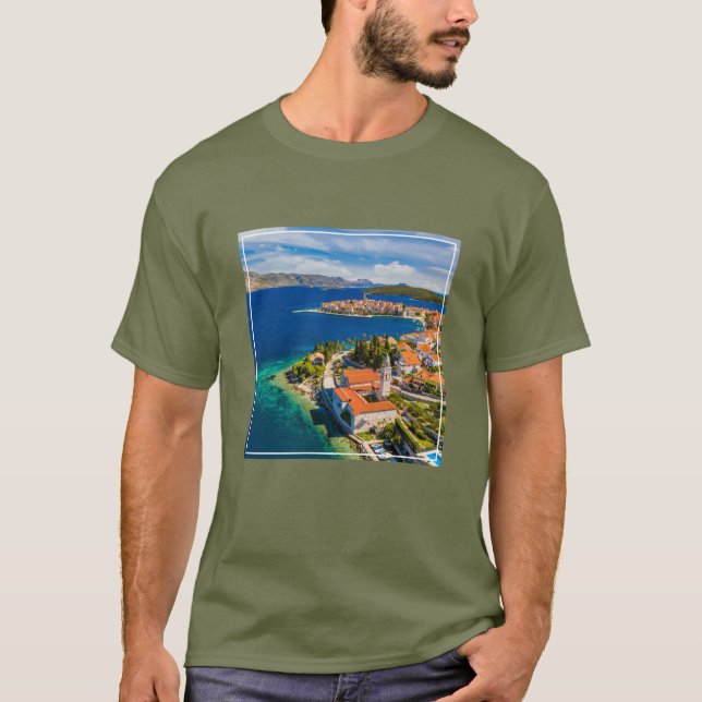 Camiseta Coastline | Korcula Town, Korcula Island, Croácia (Frente)