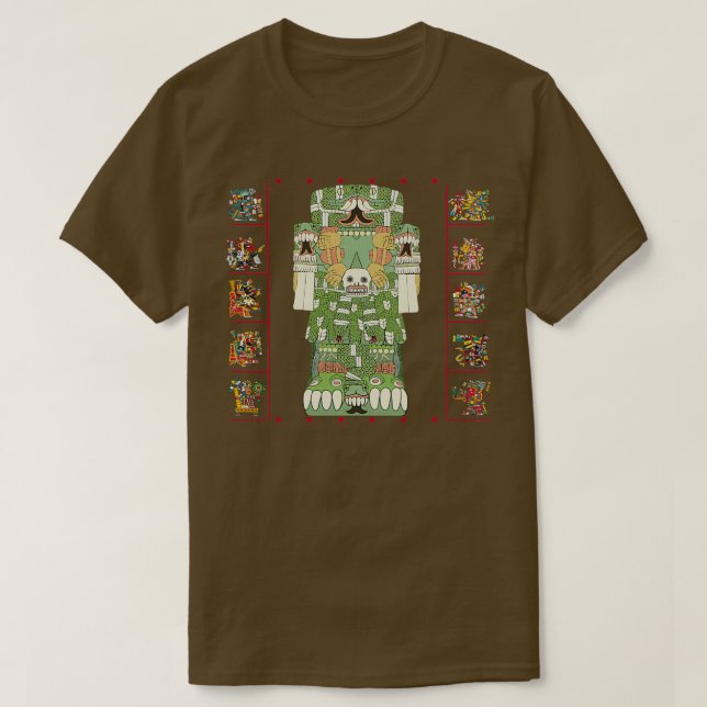 Camiseta Coatlicue Aztec Mãe dos Deuses Deusa da Fertilidad (Frente do Design)