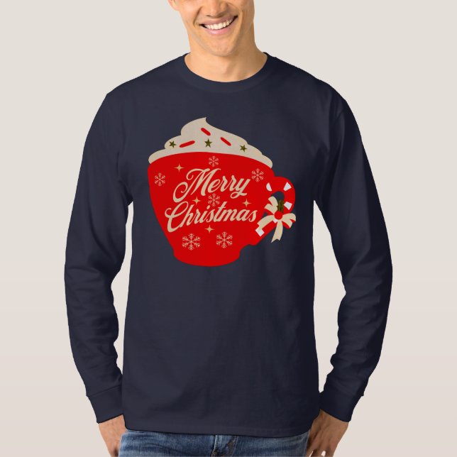Camiseta Cobertura de Natal Flocos de Neve Confeitos (Frente)