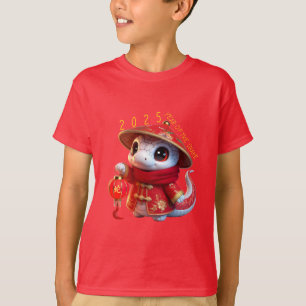 Camiseta Cobra Chinês de Bebê Bonito Ano Novo 2025 Crianças