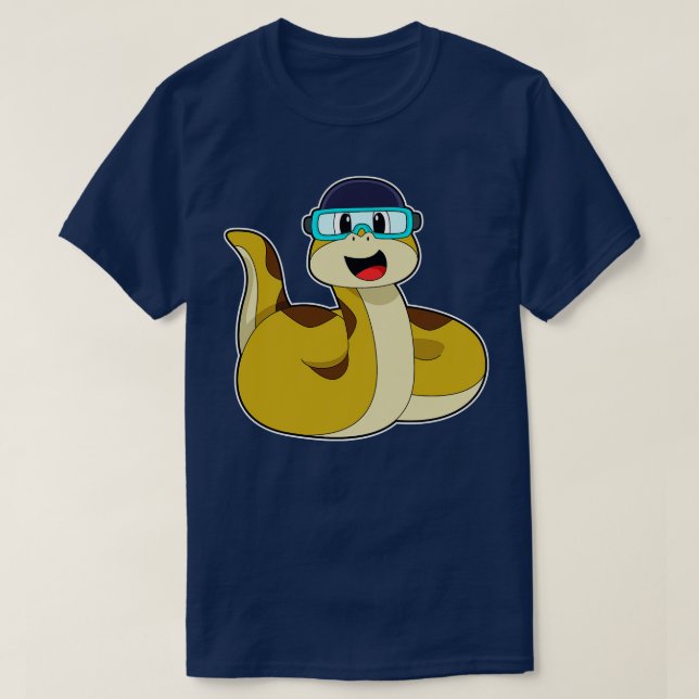 Camiseta Cobra com óculos de natação (Frente do Design)