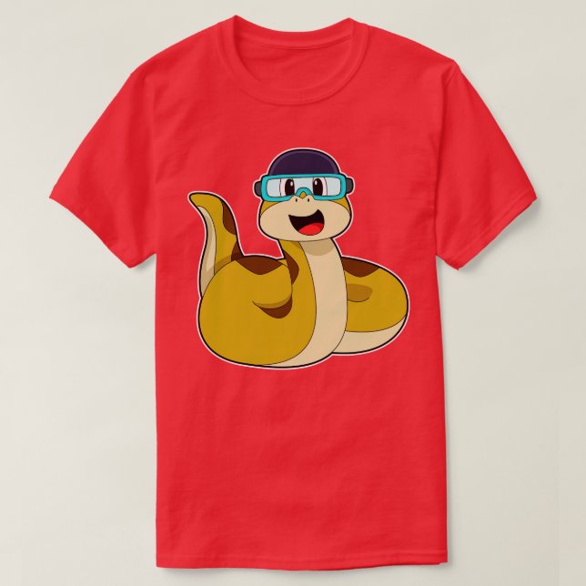 Camiseta Cobra com óculos de natação (Frente do Design)