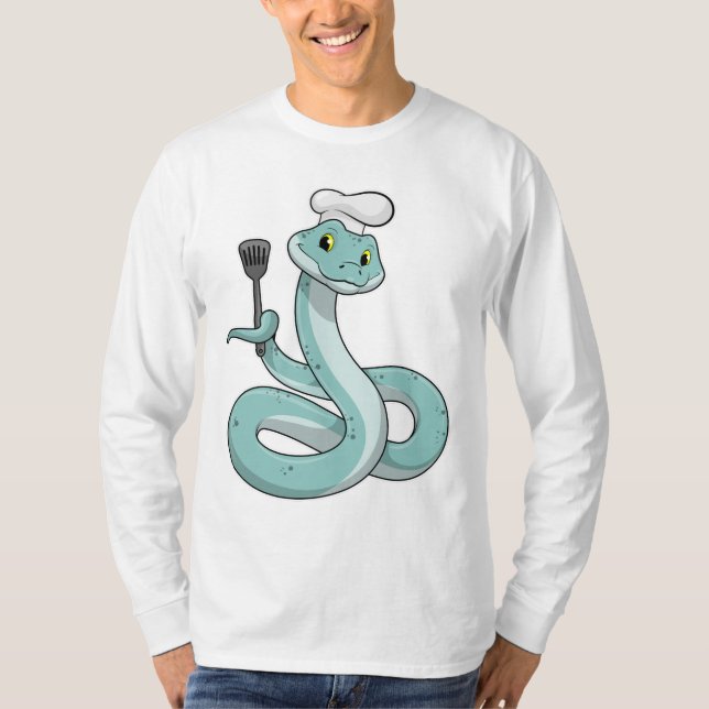 Camiseta Cobra como cozinhar com chapéu de chef (Frente)
