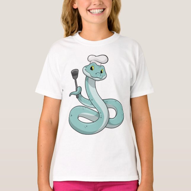 Camiseta Cobra como cozinhar com chapéu de chef (Frente)