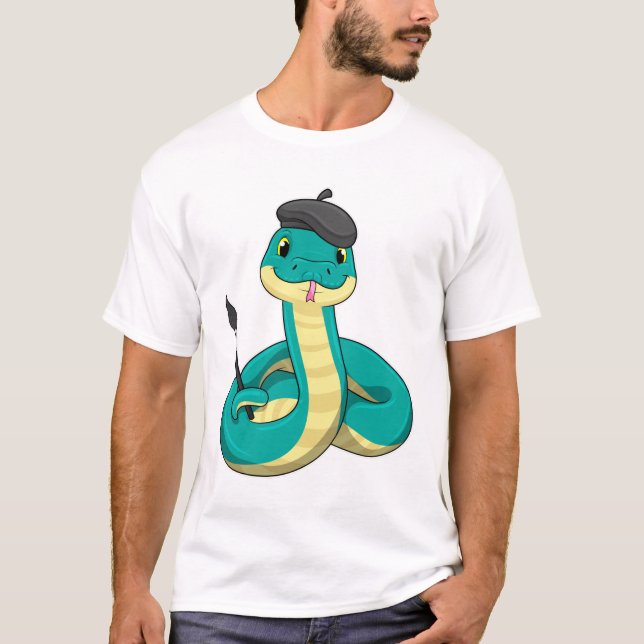 Camiseta Cobra como Pincel com pincel de pintura (Frente)