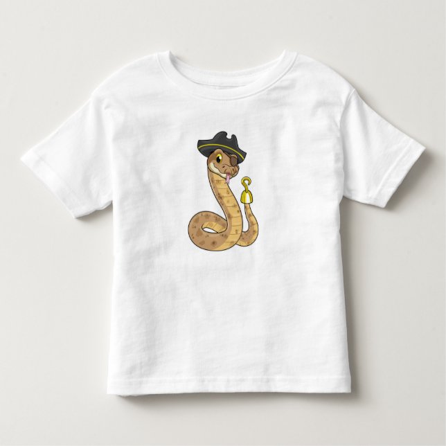 Camiseta Cobra como Pirata com Mão Gancho e Elemento (Frente)