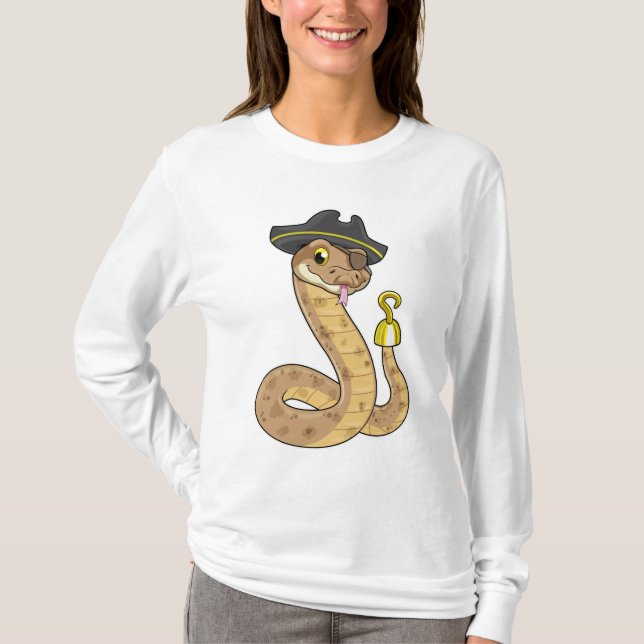 Camiseta Cobra como Pirata com Mão Gancho e Elemento (Frente)