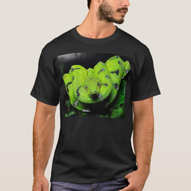 Camiseta cobra de boa verde grande (Frente)
