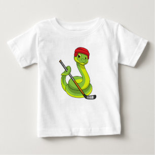 Camiseta Cobra de hóquei no gelo com bastão de hóquei no ge
